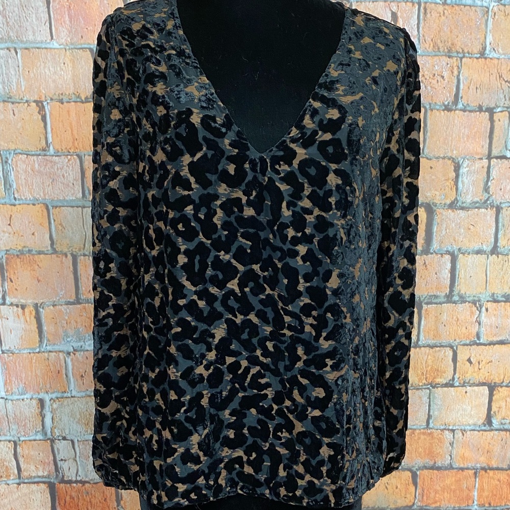 Guess Sheer Leopard Print Popover Top - image 1